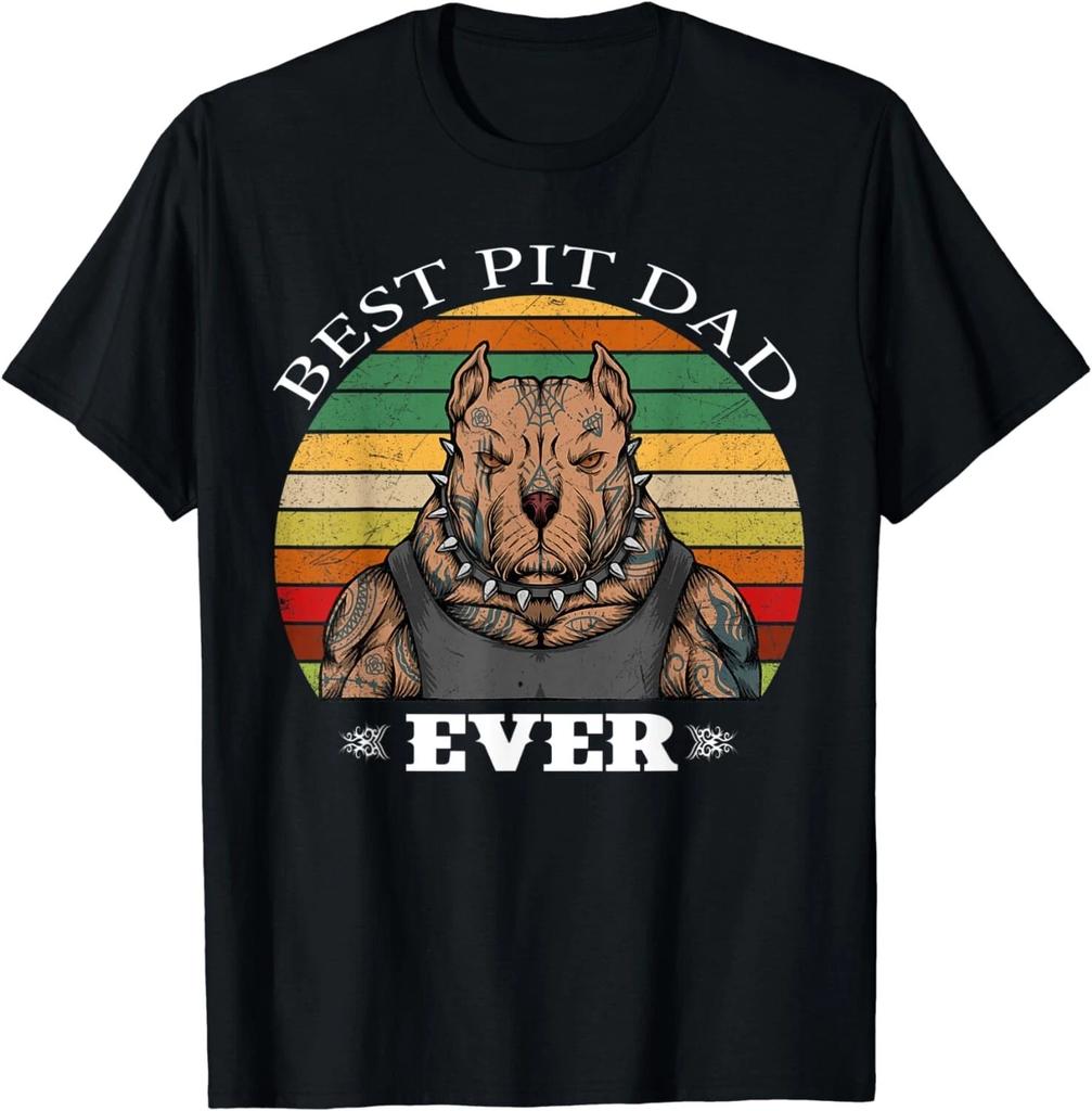 Pitbull I Love Dad Gym Tattoos Best Pit Dad Ever Funny Gift Unisex T-Shirt