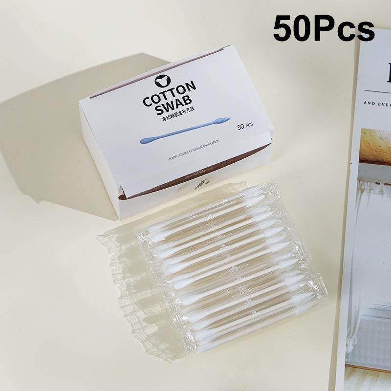 Press Cotton Swab Box Automatic Dispenser Cotton Swab Container Box Dustproof Lid Makeup Organizer For Bathroom Home Storage