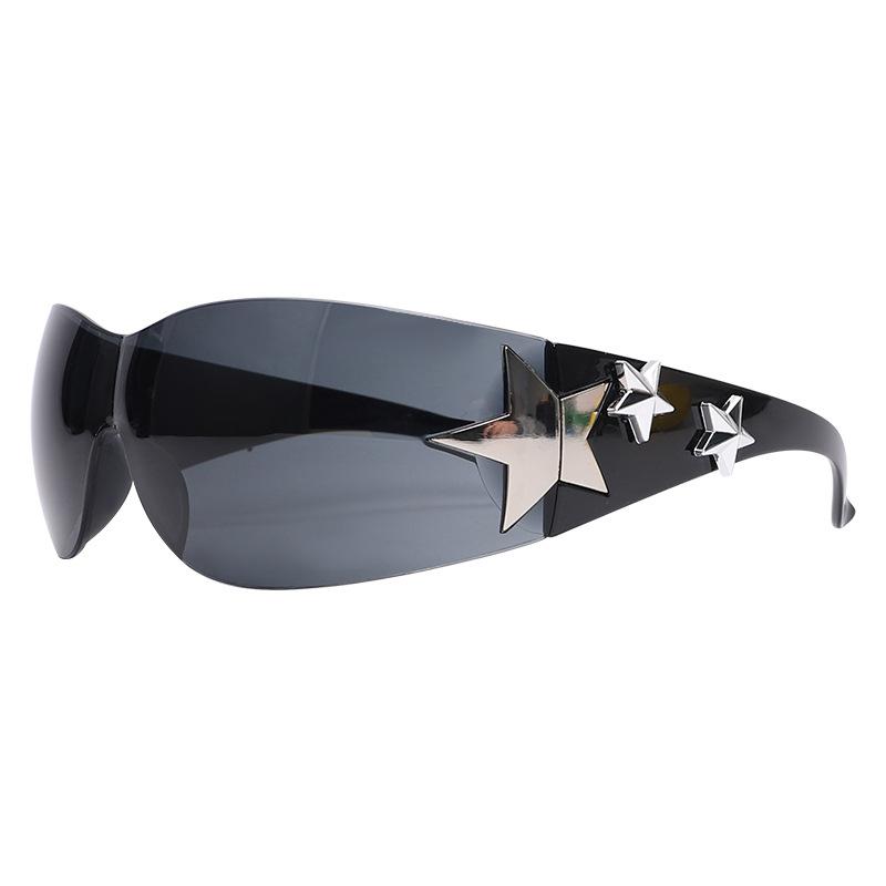 European and American new fashion YK one-piece pentagram sunglasses Cyberpunk sunglasses Internet celebrity street shot