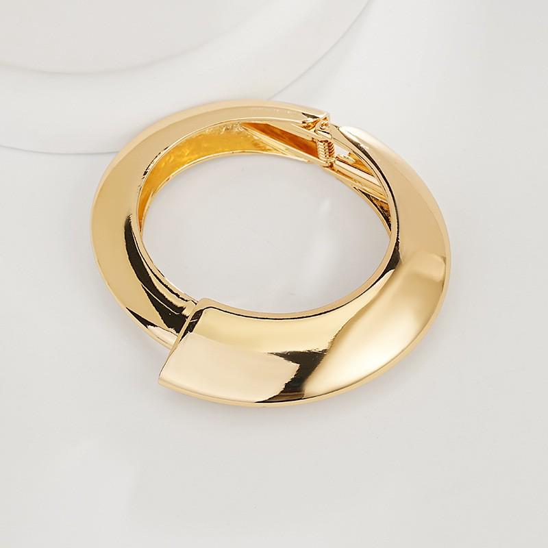 Interlocking Ring Open Bangle - European & American Light Luxury Design for Women