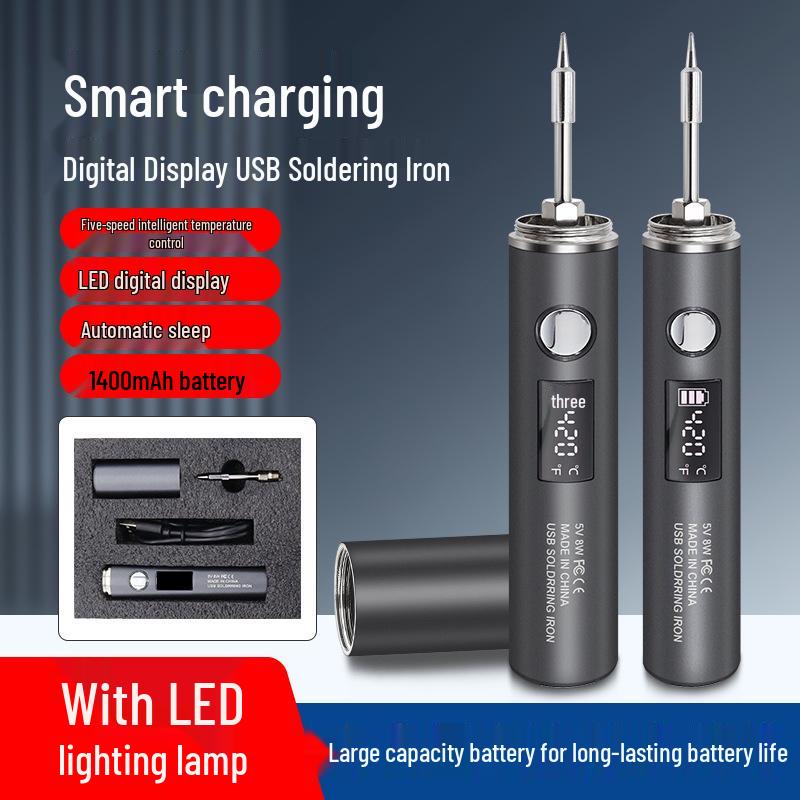 Wireless USB Smart Electric Soldering Iron Set with Digital Display for Home Repair and Welding.