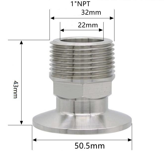 1/4" 3/8" 1/2" 3/4" 1" -4" NPT Male X 0.5" 0.75" 1.5" 2" -4" Tri Clamp Connector Pipe Fitting 304 316L Stainless Steel Sanitary