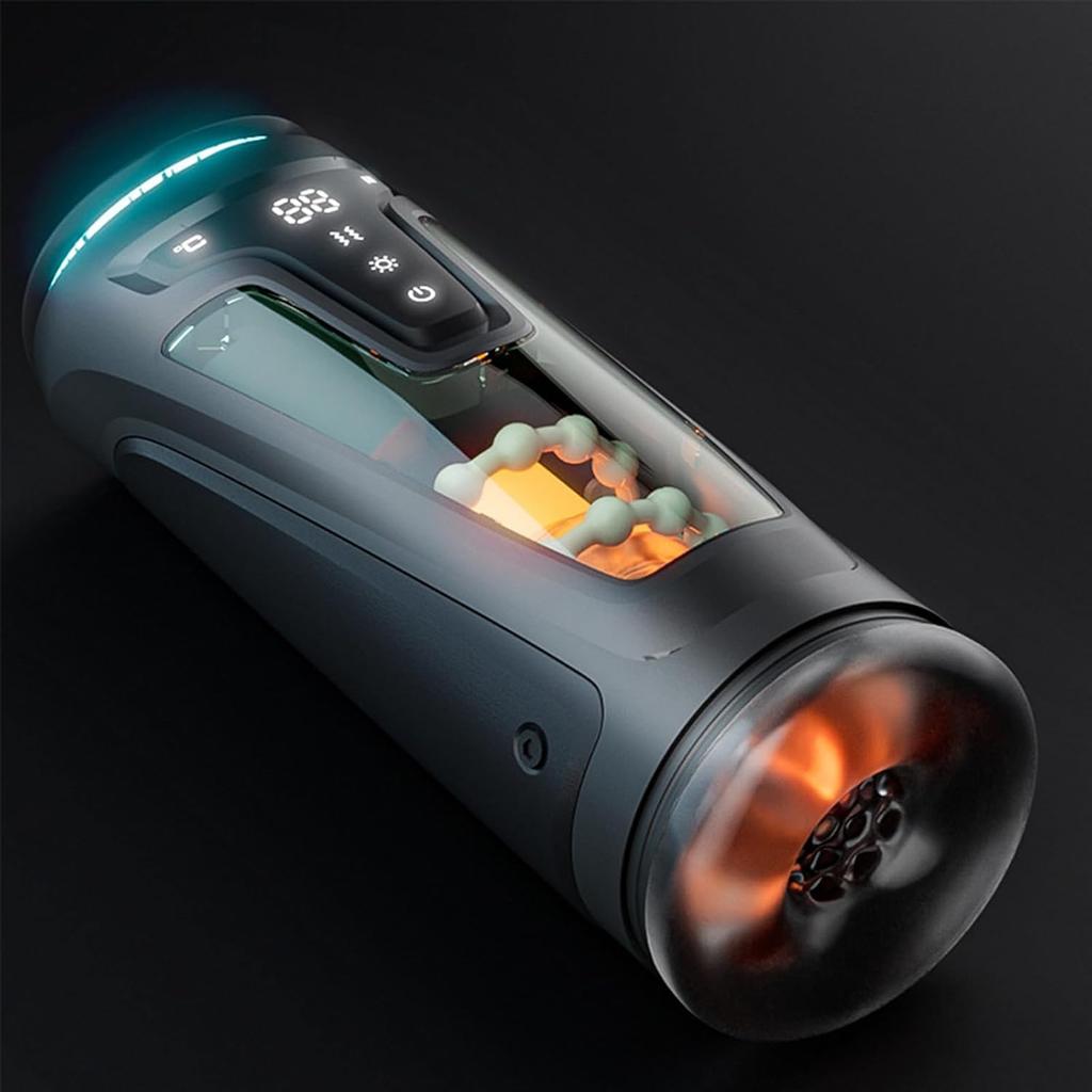 3 In 1 Hands-Free Male Masturbator with 9 Vibration Modes, 8 Insertion Modes and Heated 3D Textured Tunnel Adult Toys and Games