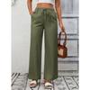 Independent Station Women's Solid Color Loose High Waist Wide Leg Cotton and Linen Trousers for Women