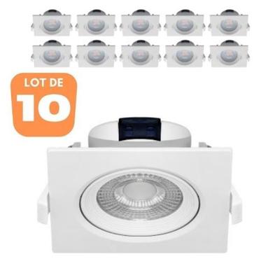 Lot de 10 Spots LED encastrables carré blanc 5W IP20 4000K