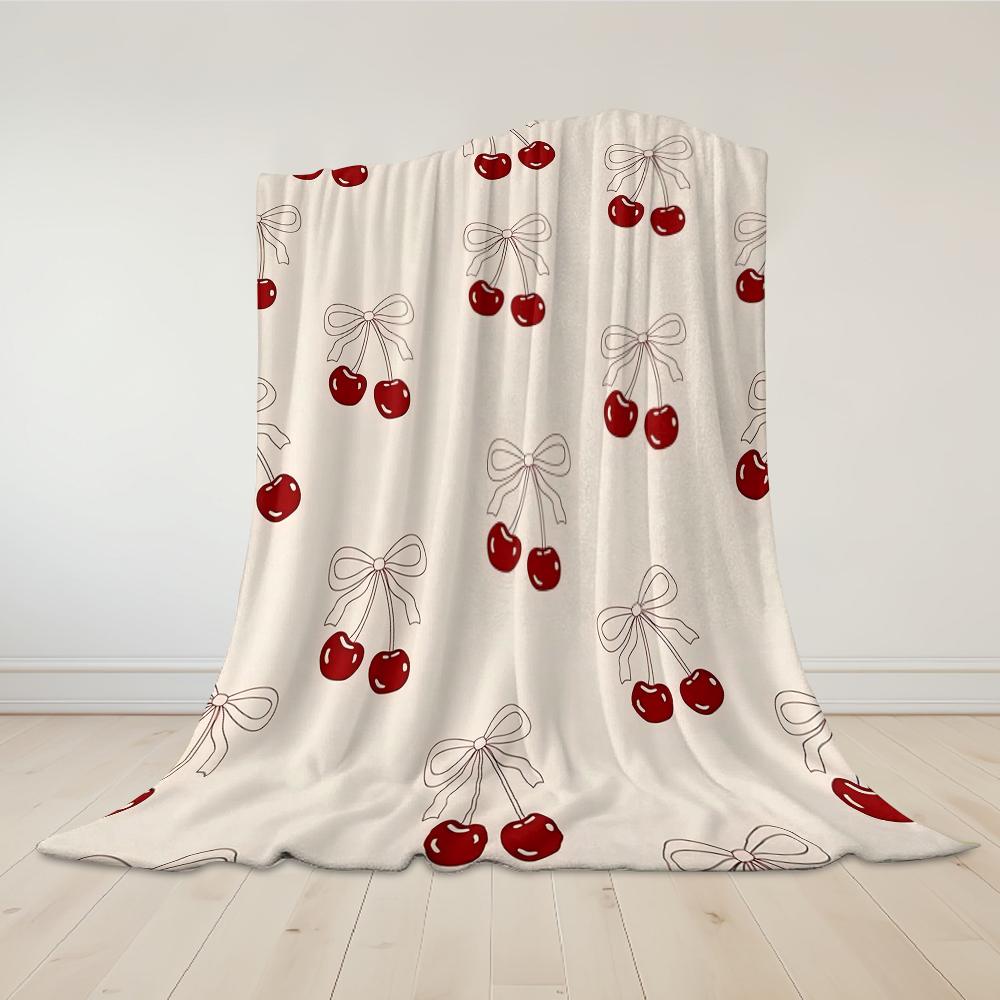 Kirsch Schleife Flanell Decke Warm Weich Halloween Weihnachten Sofa Warm Gemütlich Dekorativ Dekor Geschenk für Alle Jahreszeiten