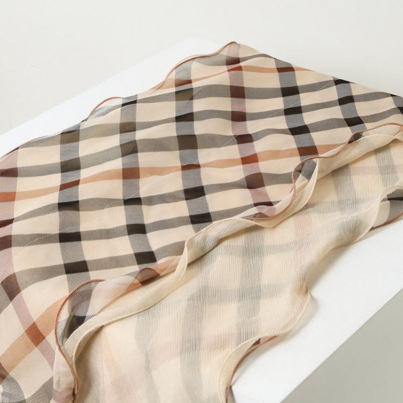 Daks Brown Check Long Silk Scarf Dcsc6e290w2
