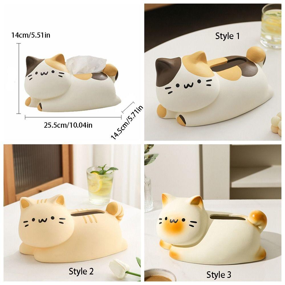 Ceramic Cat Tissue Box Luxury Paper Storage Holder Bathroom Decor Napkin Organizer  Hotel