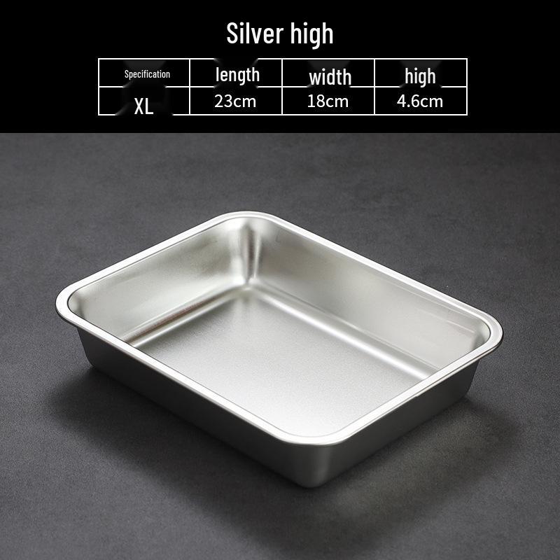 Korean Style Stainless Steel Square Golden Tray: Barbecue, Dumplings, Fast Food, Snacks, Hot Pot, Vegetables.