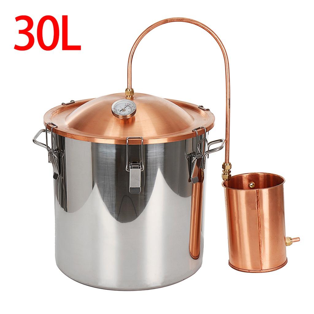 Nový 10/18/30l DIY Měsíční svit Destilační přístroj Alkohol Měděný Destilátor s Vodním Cirkulačním Čerpadlem Víno Brandy Esenciální Olej Vaření Sada Kit