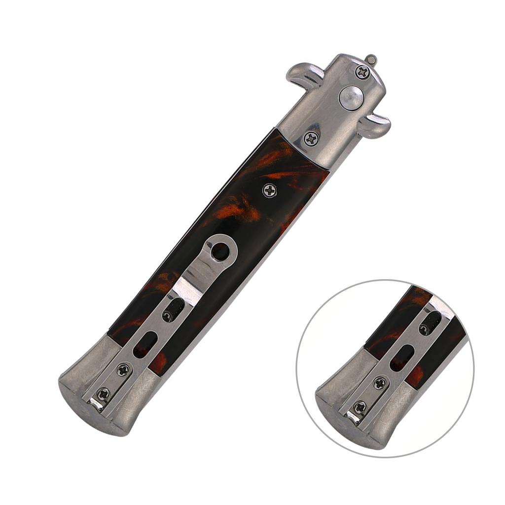 4 Colors Switchblade Spring Folding Knife Push Button Pocket Comb Oil Hair Styling