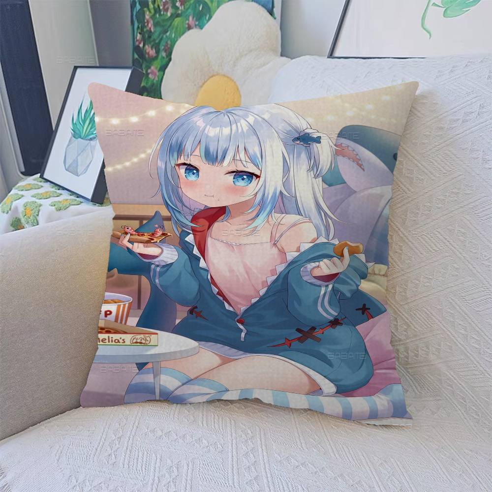 Gawr Gura Kawaii Cushion Cover Pillow Cover Decor Pillowcase Printed Cushion Case for Couch