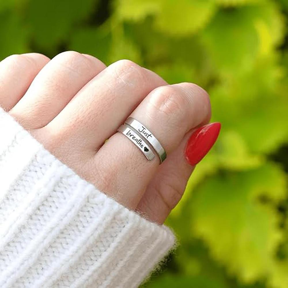 Anello Cuore Respira Solo per Donna Uomo, Anelli Curativi Avvolgenti a Spirale in Acciaio Inossidabile, Regali Sentiti Ispiratori con Scatola