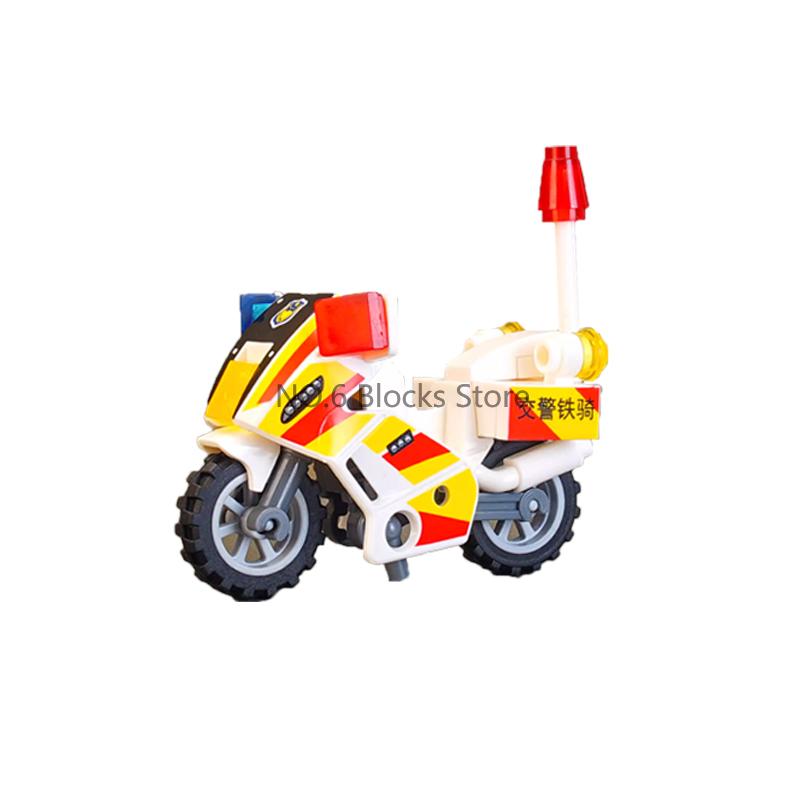 MOC Scena del Carcere Blocchi da Costruzione Accessori Gabbia Scudo della Polizia Motocicletta di Pattuglia Torre di Guardia Manette Mattoncini Giocattolo Fai da Te per Bambini S14