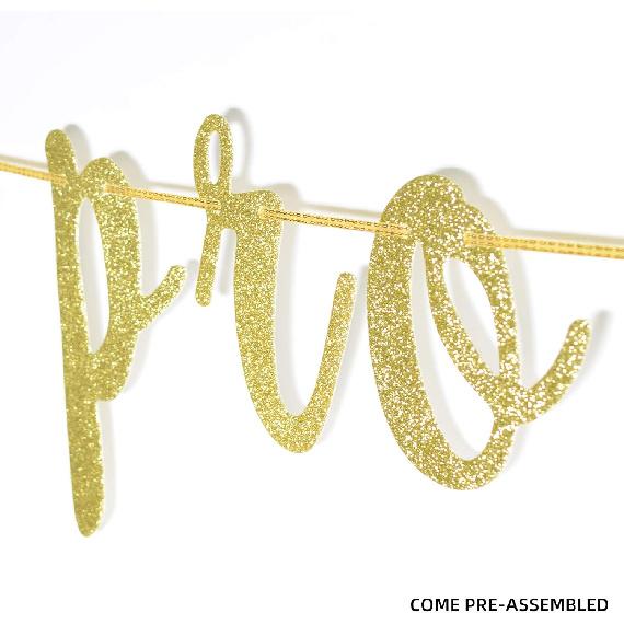 Prom Night Banner, Gold Glitter High School Prom Letter Banner, Prom Photo Prop, Prom, Graduation, Birthday Decoration (Gold)