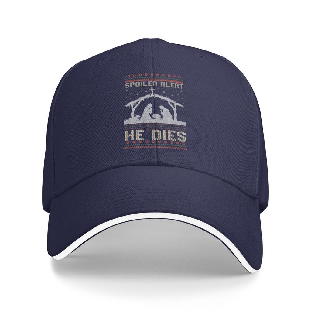 Baseball Caps Spoiler Alert He Dies Christmas Jumper Funny Nativity Scene 2026 Customized Unisex Casual Summer Hats