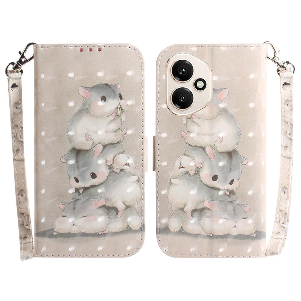 For Honor 400 5G (Global) Case Pattern Printing Leather Wallet Phone Cover with Wrist Strap