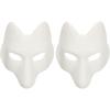 TOYANDONA Fox Masks - 2pcs White Paintable DIY Animal Dress Up Masks for Masquerade, Halloween, Cosplay