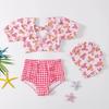 2024 New Summer Internet Celebrity Foreign Style Girls Split Swimsuit Cute Open Bear Korean Version of Beach Children's Swimsuit