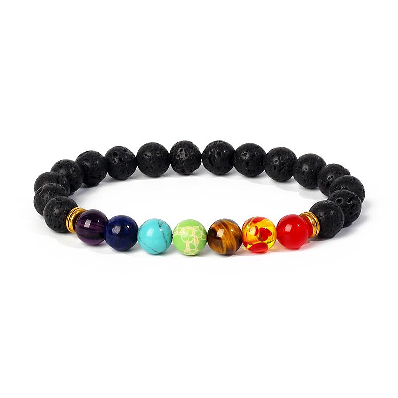 7 Chakra Diffuser Bracelets Men Women Natural Lava Stone Crystal Healing Anxiety Jewelry Mandala Yoga Meditation Bracelet Gift