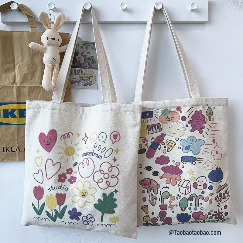 Korean Style Cute Canvas Handbag - Women's Summer Shoulder Bag with Zipper