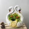 Yousheng Weißer Schwan Pflanzgefäß, Harz Schwanenpaar Blumentopf, Tier-Pflanzenbehälter für Außenbereich Balkon, Terrasse, Hof, Gartendekoration