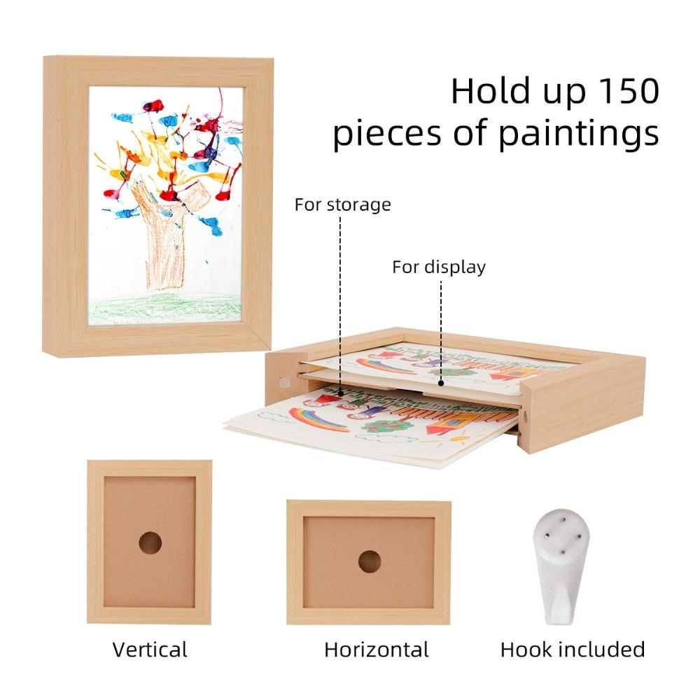 Rotatable Photo Frame Changeable Picture Frame Creative Wooden Kids Art Frame  for Kids