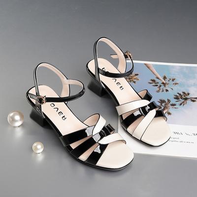 Sandalen Damen 2025 Neu Sommer Damen Schuhe Oberbekleidung Fischmaul Knallfarbe Mittelhoch Absatz Damen Mode Schuhe Rock