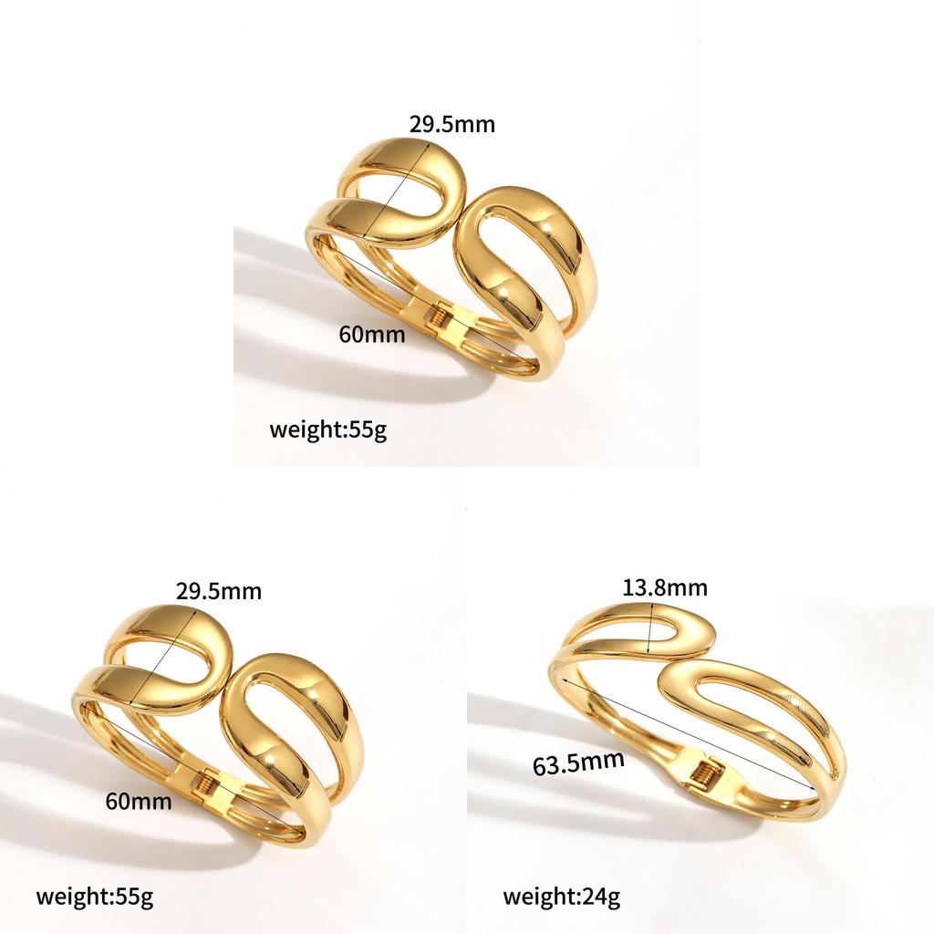 Bracciale Aperto in Acciaio Inossidabile per Donna Placcato Oro con Design Geometrico Estate