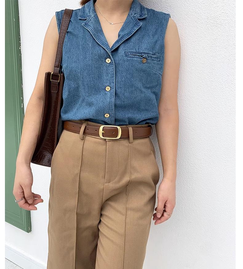 Women's Genuine Leather Versatile Black & Brown Decorative Belt for Jeans