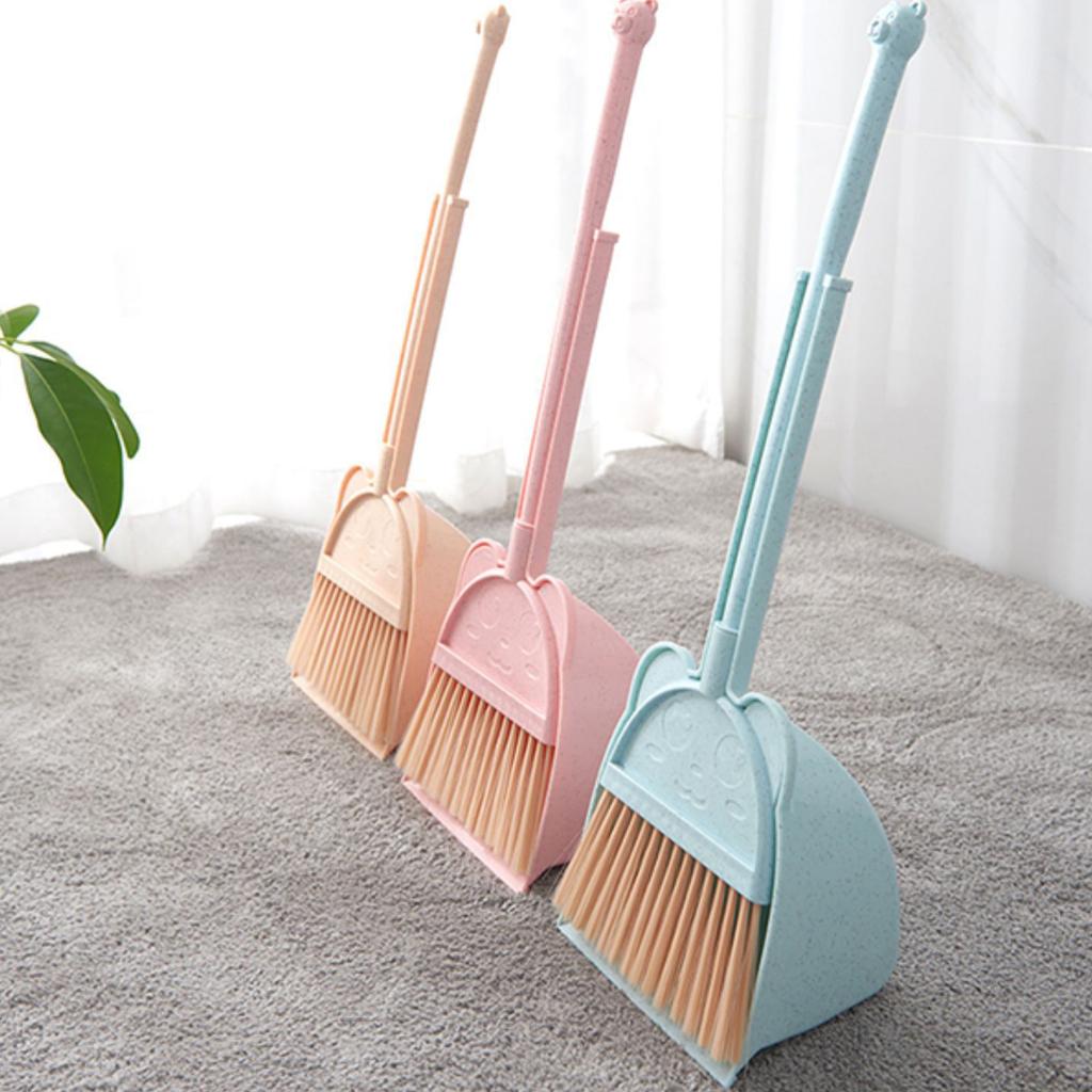 Children Cleaning Toy Tool Set with Bear Handle Broom and Dustpan Cleaning Tools for Little Girls Pretend Play Game