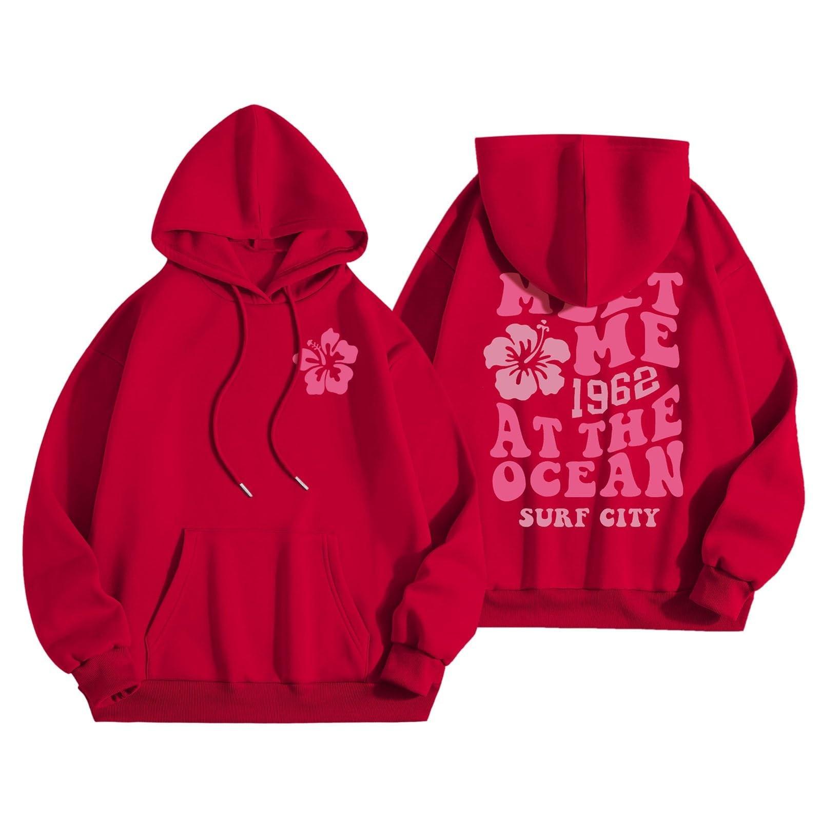 

Женская модная толстовка с длинным рукавом, принтом букв, капюшоном, завязками, большим карманом, толстовка сверху M красный