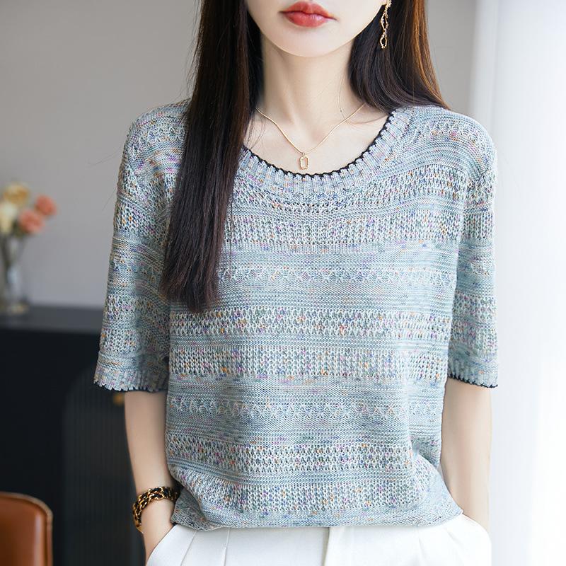 Short-sleeved Summer New Fashionable Foreign Loose Round Neck Pullover