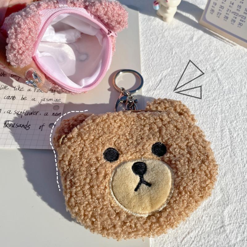 Adorable Plush Bear Coin Purse Soft Cashmere Change Pouch Cute Small Gift Wholesale