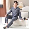 Woven Pajamas Men's Spring and Autumn Pure Cotton Long-sleeved New Men's Autumn Cotton Men's Youth Large-size Loungewear