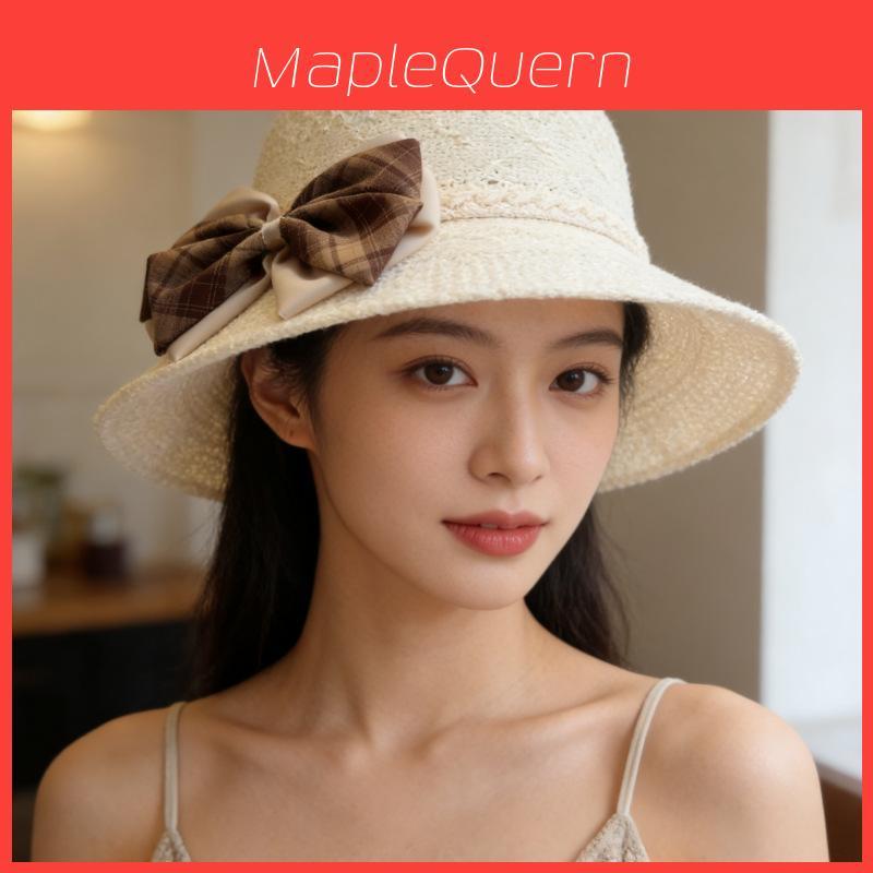 Ladies Sun Hat With Wide Brim And Bow For Summer Beach Vacation