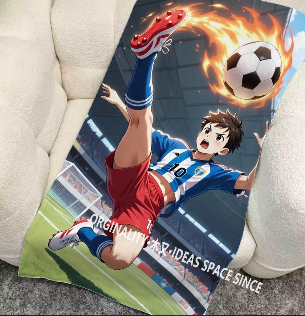 Anime Soccer Star Beach Towel Patterned Sunscreen And Windproof Suitable For Swimming Pool Camping Travel Blanket