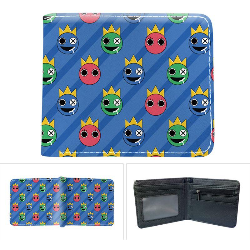 Cute Roblox Rainbow Friends Cartoon Print Bifold Wallet With Zipper Coin Bag