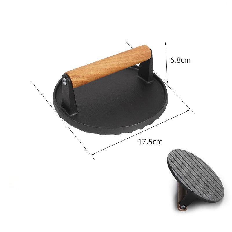 

Пресс для бургеров, прямоугольный, прочный, чугунный, для бекона, мяса, стейков, с деревянной ручкой для сковороды, сэндвича, антипригарного покрытия