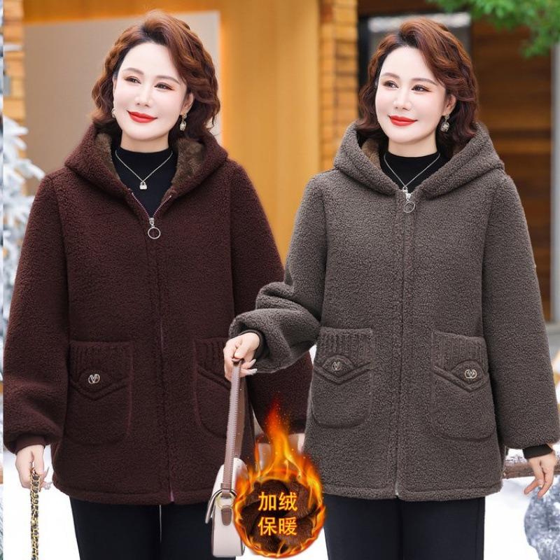 Granular fleece hooded padded jacket, fleece thickened padded jacket, new winter padded jacket