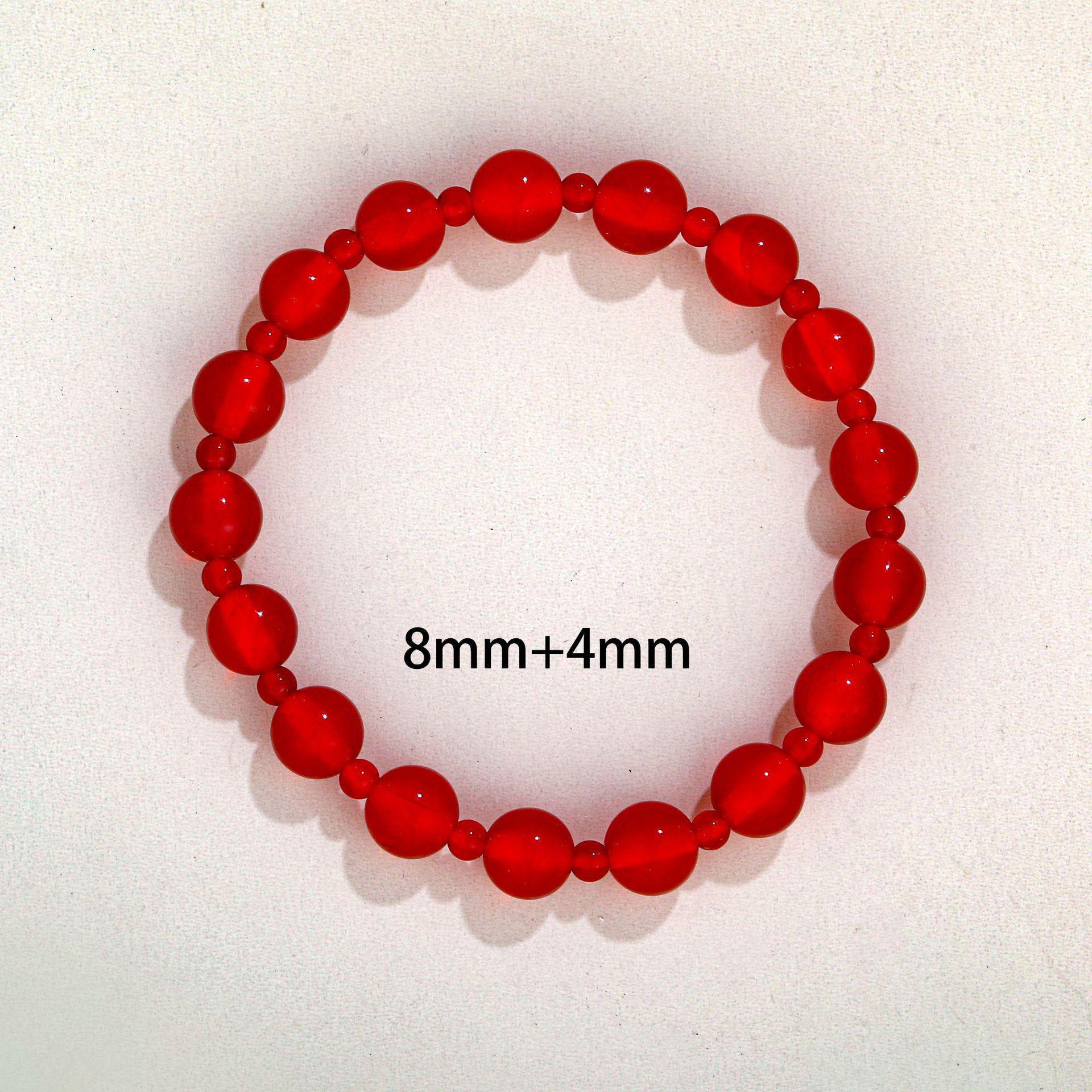 

Zhao Lusi Style Natural Red Agate Bracelet with Chalcedony Beads - Simple, Versatile Design