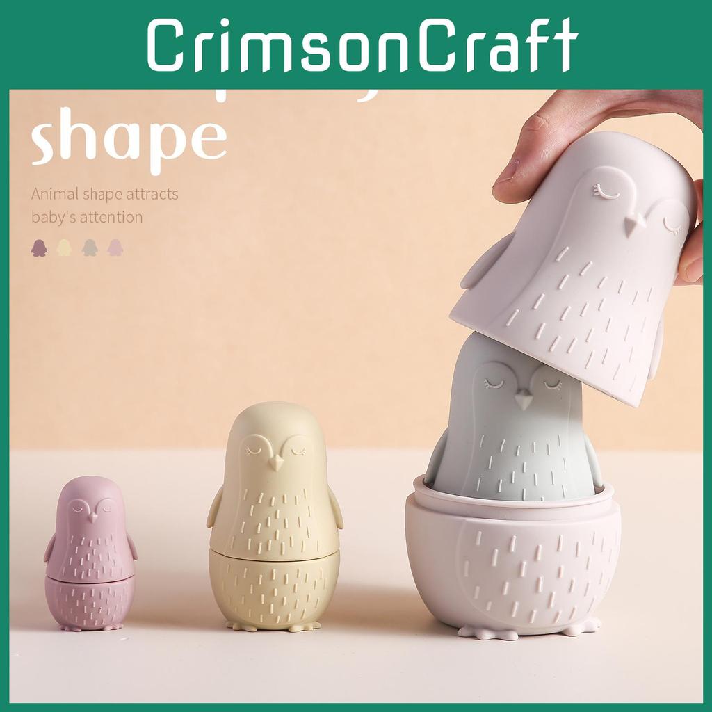 Silicone Nesting Penguin Doll Toy With Multiple Pieces For Kid Learning Play And