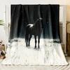 1 pièce Couverture en Flanelle Imprimée Cheval de Noël Légère Douce Jeté Doux Couvre-lit Toutes Saisons pour Canapé Camping, Voyage
