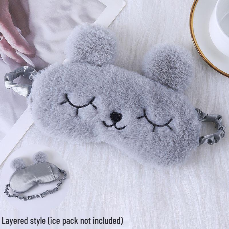 Cute Cartoon Rabbit Ears Plush Silk Eye Mask with Hot and Cold Pack - Comfortable Sleep Mask Available