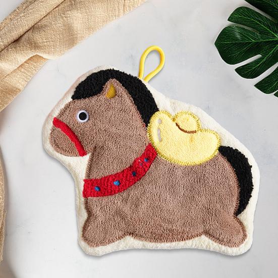Prosop de Mână Drăguț cu Cal Prosop de Mână Absorbant cu Uscare Rapidă cu Buclă de Agățat Prosop cu Design de Cal Norocos pentru Baie Bucătărie Decor de Anul Nou