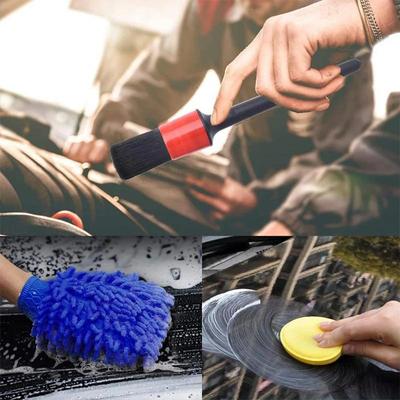 14PCS Car Detail Brush Set Car Plishing Sponge Set Ultra Clear Water Absorbing Towel Non Gair Shedding Gloves Waxing