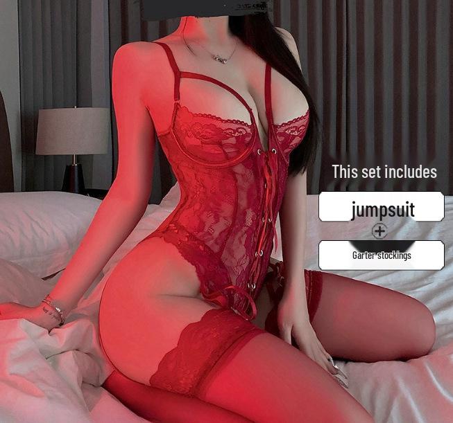 Seductive Purple Lace Underwire Bodysuit Lingerie Set