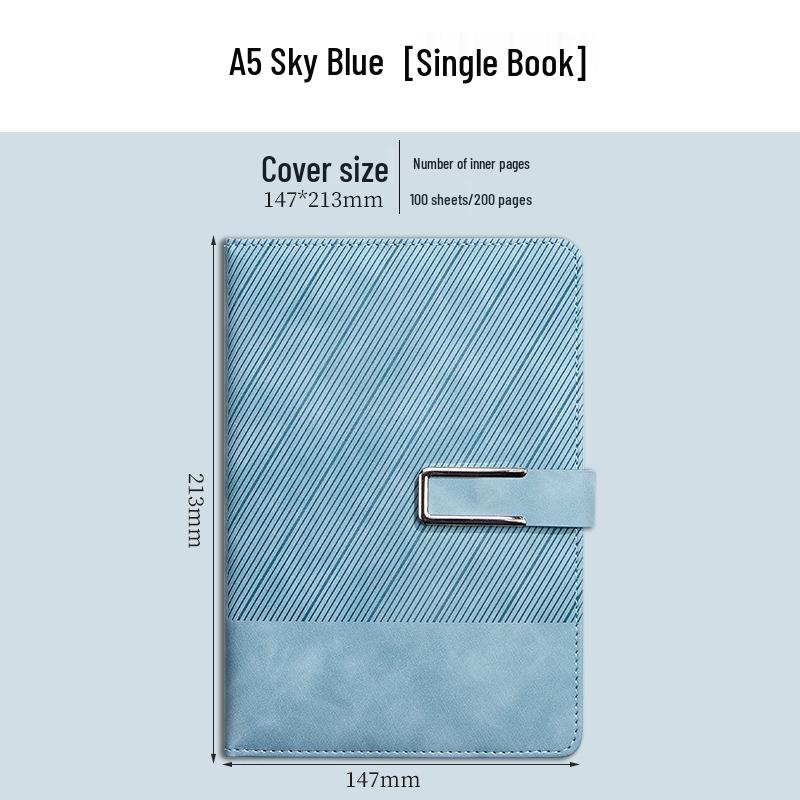 Twill Buckle A5 Custom Diary Gift Set – Office Notebook in Stock A5 - 100 sheets, 200 pages небесно-голубой