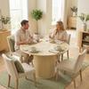 Round Dining Table for 4-6, 120 x 75 cm, Fluted Base, Natural Wood