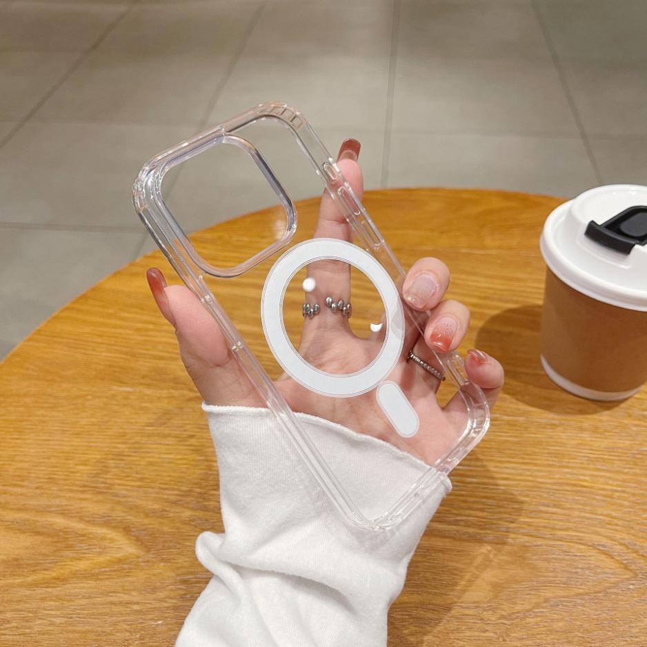 

Magnetic Clear Transparent Case For IPhone 16e 16 15 14 13 12 11 Pro X XR Max 8 7 Plus Wireless Charging Shockproof Back Cover for IPhone 16 Pro чистый